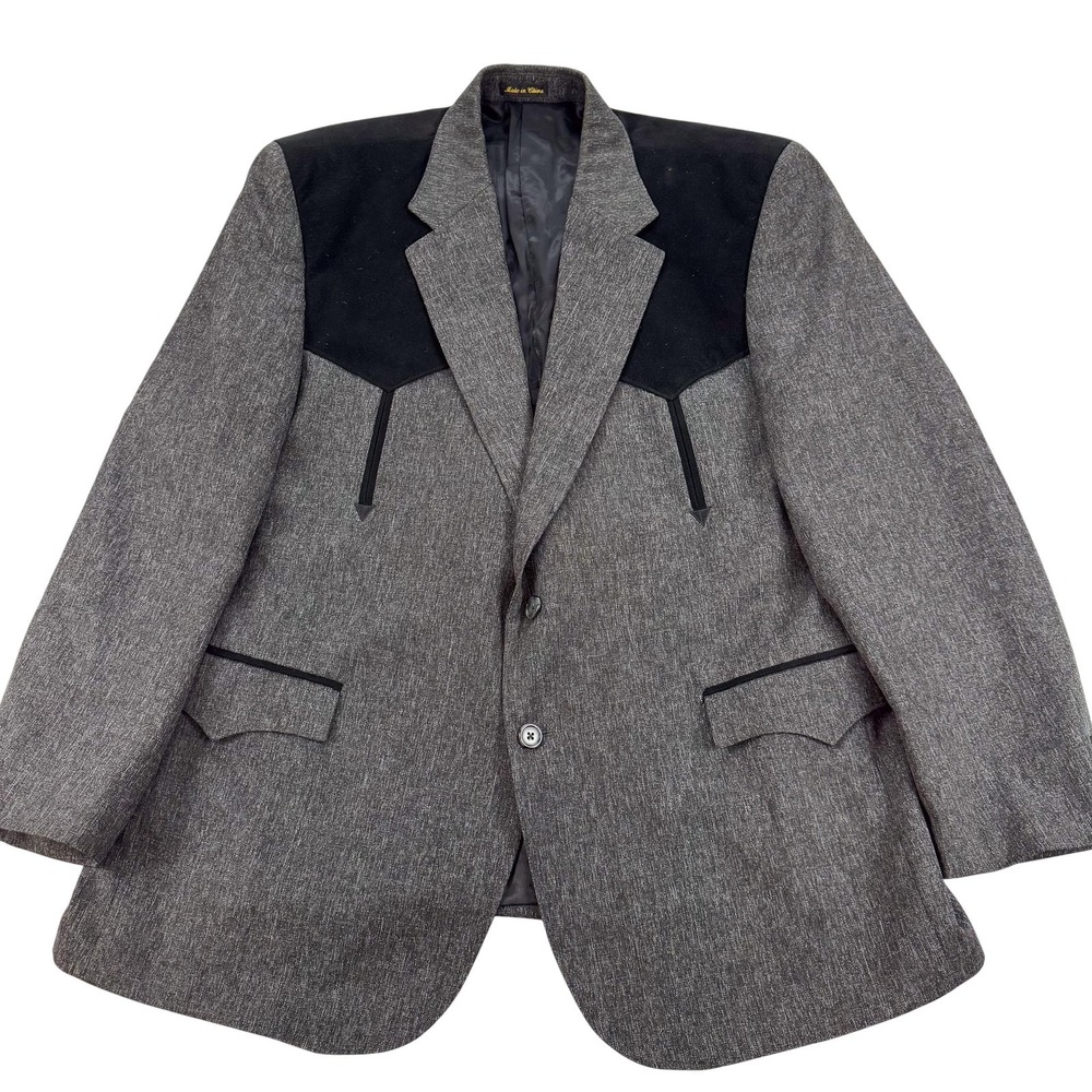 Circle S Blazer Mens 50R Gray Western Yoke Tweed Sport Coat Jacket Cowboy Rodeo